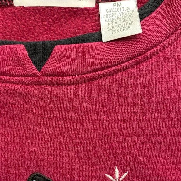 Blair Womens Butterfly Embroidered Fleece Sweatshirt Magenta Pink PM Petite Med - Picture 3 of 6